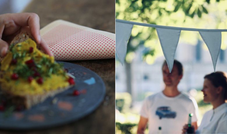 Schöne Accessoires für zuhause oder eine Gartenparty - Serviette und Wimpelgirlande