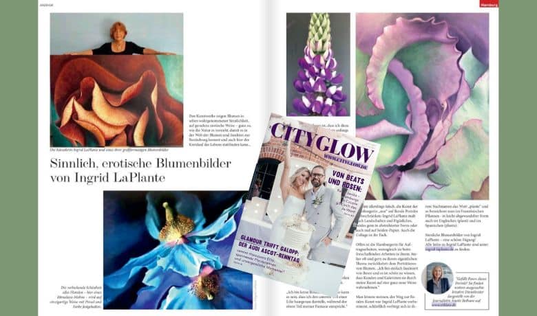 Ingrid LaPlante ist in der September-Ausgabe der City Glow mit ihren sinnlichen Blumenbildern zu sehen